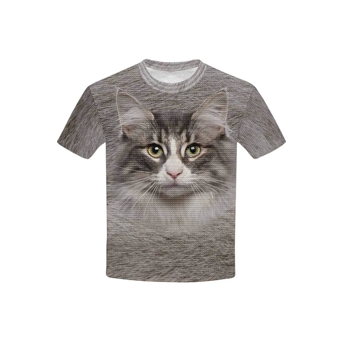 #6-15Y Custom Photo Cute Cat Face Kid's All Over Print T-shirt