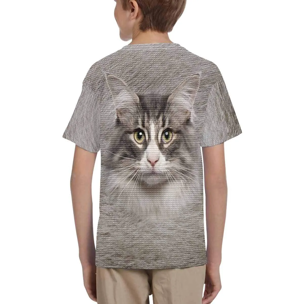 #6-15Y Custom Photo Cute Cat Face Kid's All Over Print T-shirt