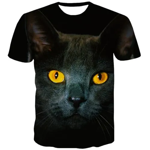 Animal T shirts Men Cat T-shirts 3d Lovely T shirts Funny Black Tshirt Printed Harajuku Tshirts Cool Short Sleeve Punk Rock