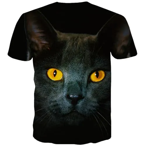 Animal T shirts Men Cat T-shirts 3d Lovely T shirts Funny Black Tshirt Printed Harajuku Tshirts Cool Short Sleeve Punk Rock