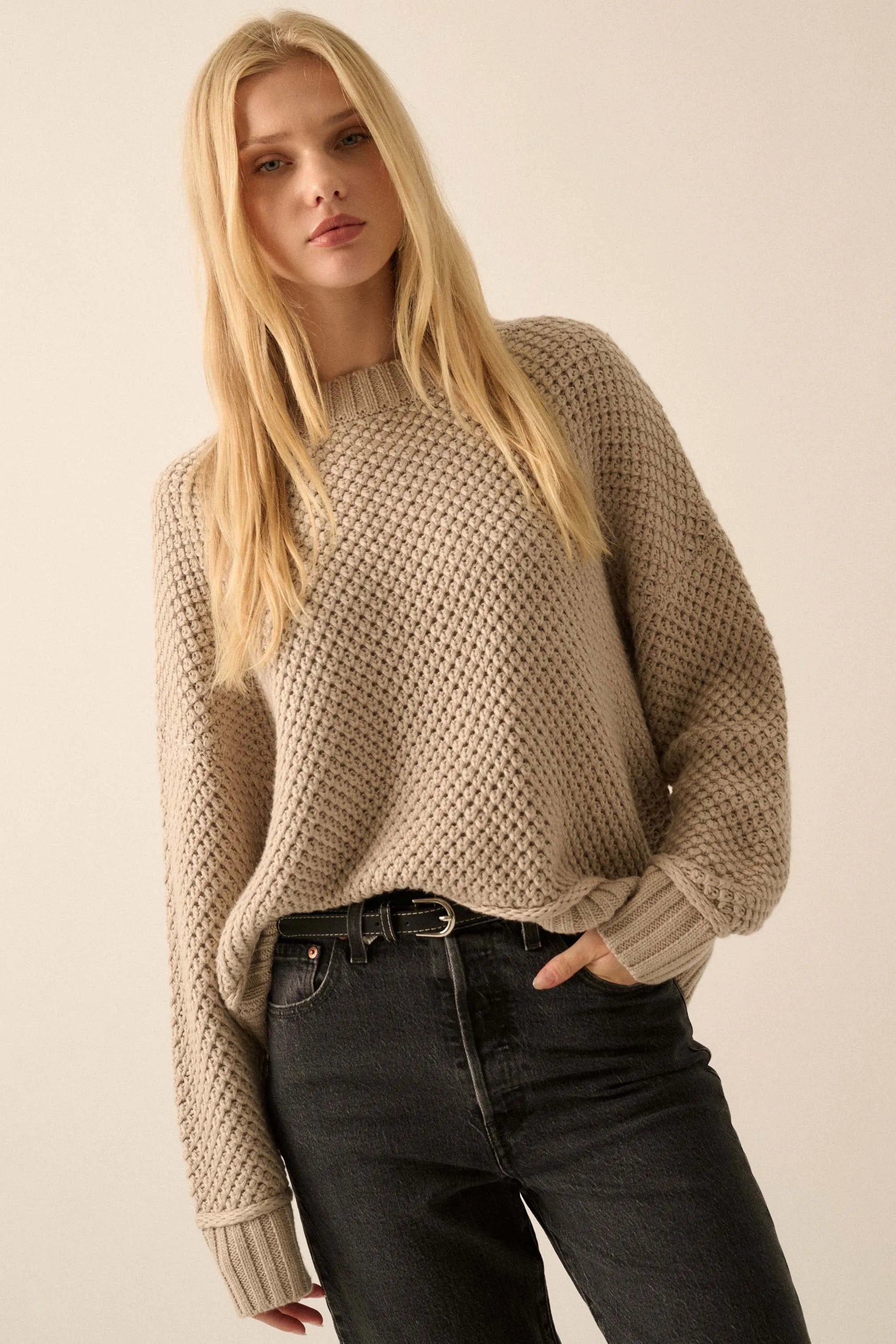 Basically Perfect Chunky Crochet-Knit Sweater