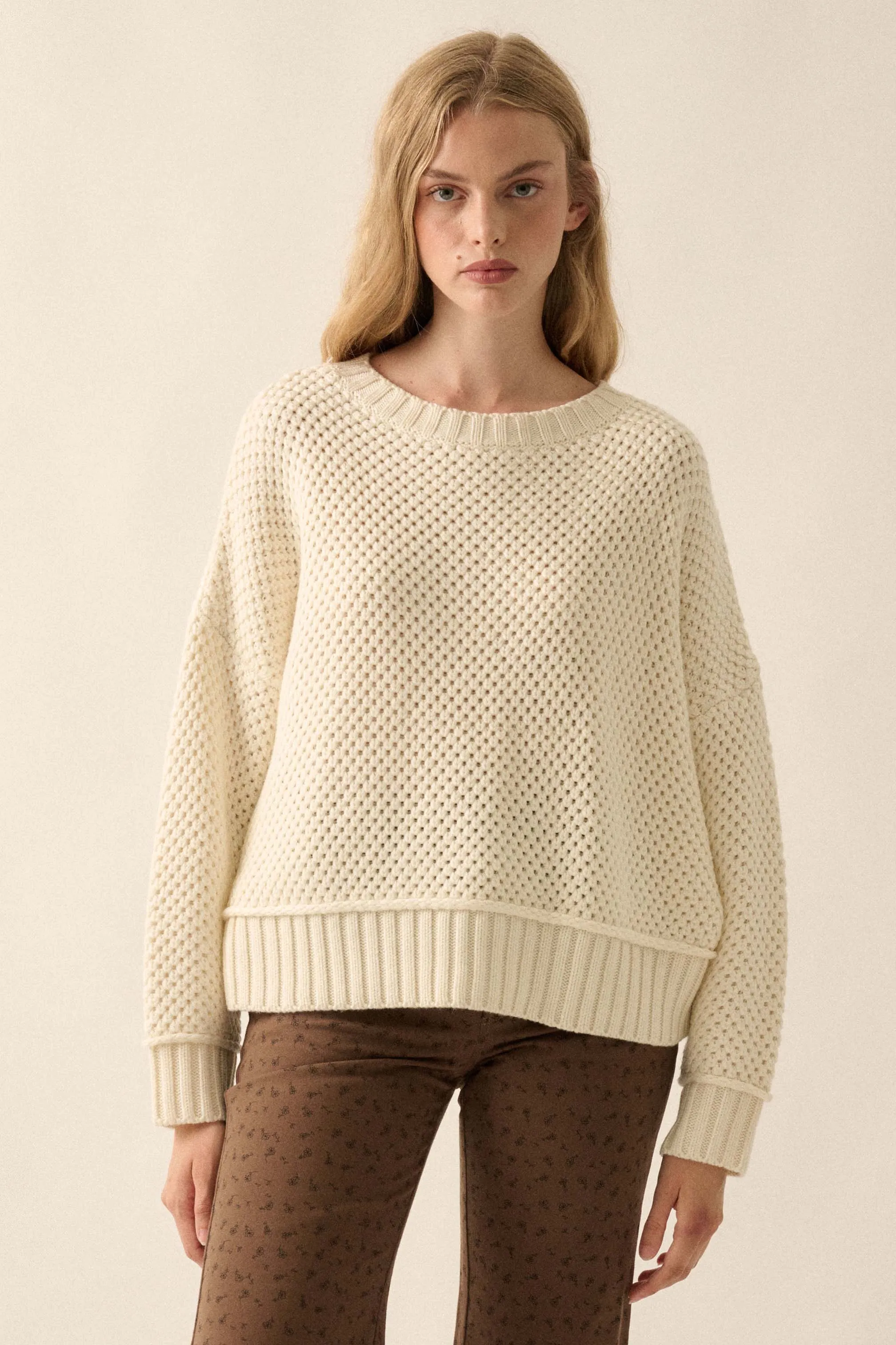 Basically Perfect Chunky Crochet-Knit Sweater