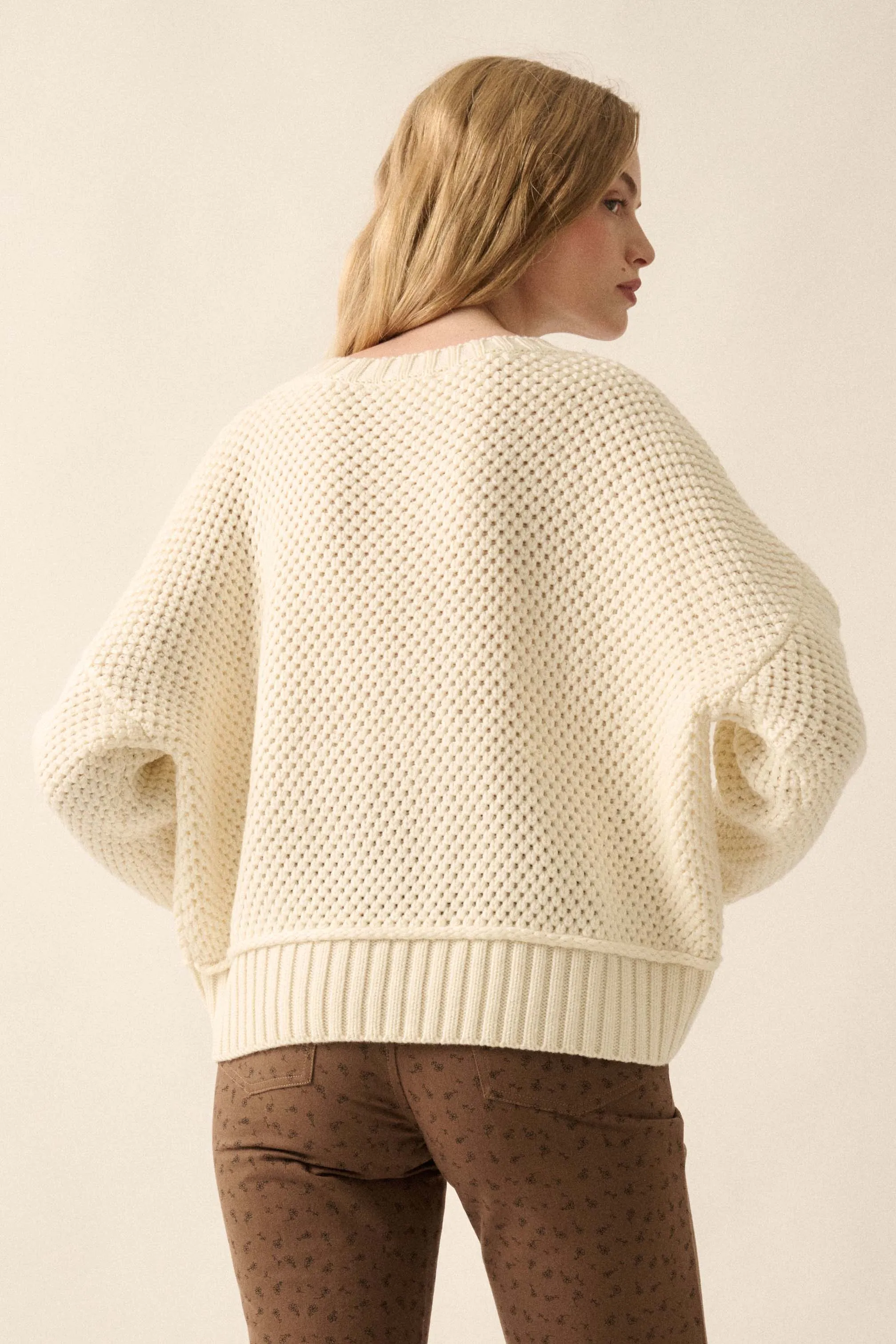 Basically Perfect Chunky Crochet-Knit Sweater