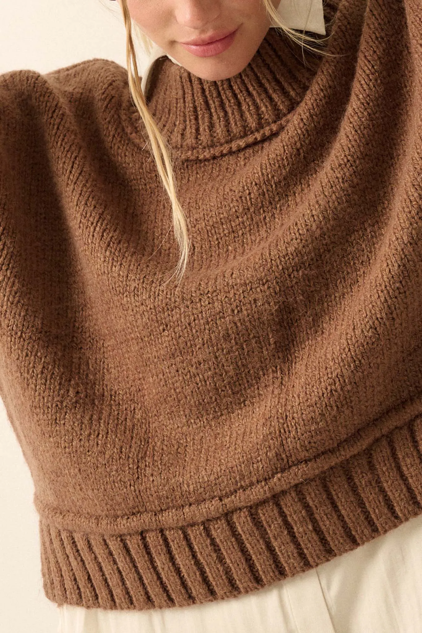 Best Life Exposed-Seam Chunky Knit Sweater