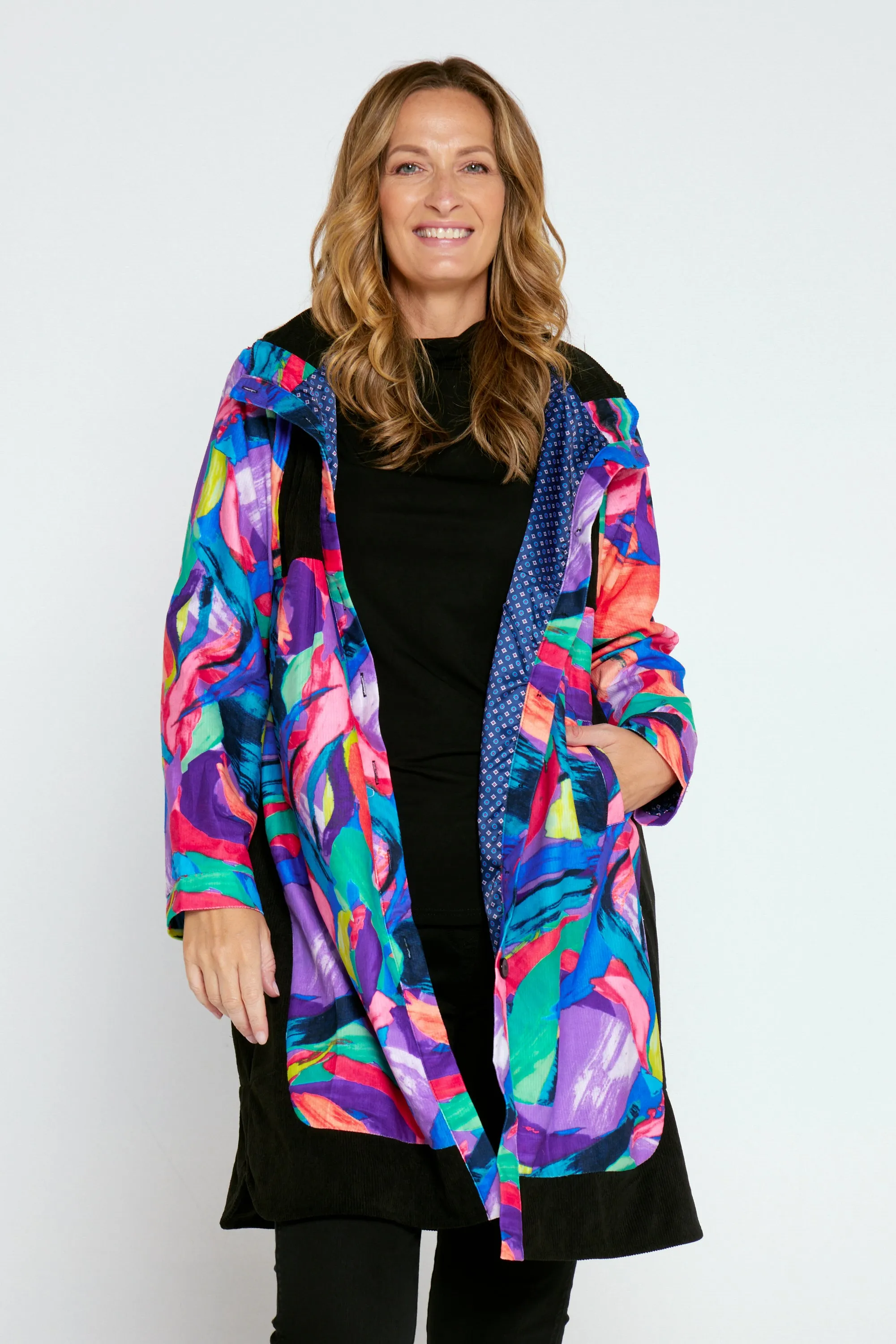 Bicheno Corduroy Coat - Rainbow Swirl