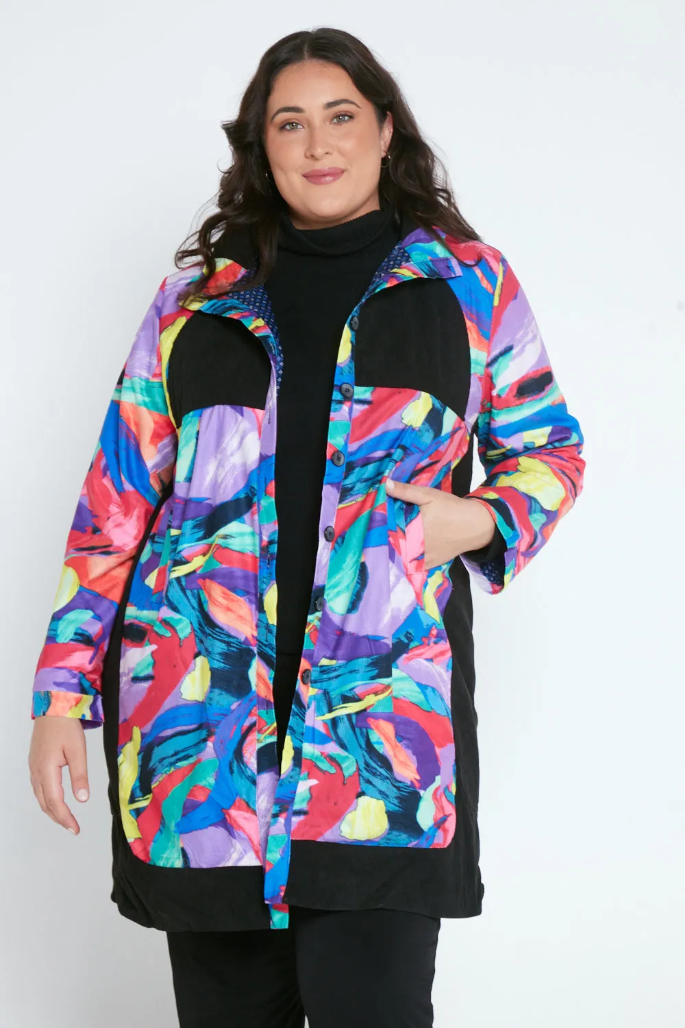 Bicheno Corduroy Coat - Rainbow Swirl