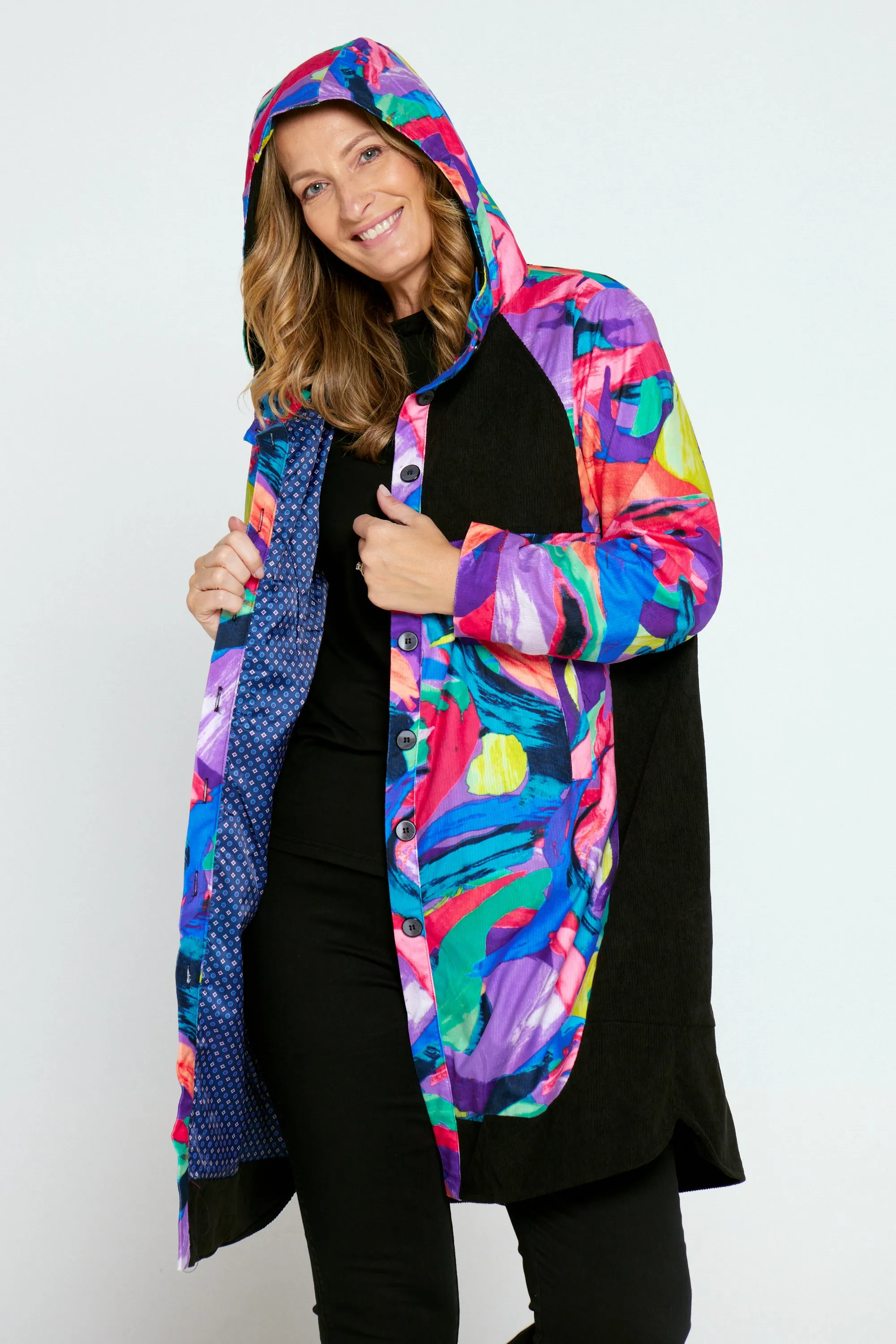 Bicheno Corduroy Coat - Rainbow Swirl