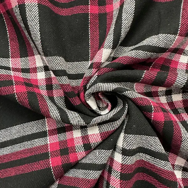 Black Multi Yarn Dyed Plaid Flannel Fabric