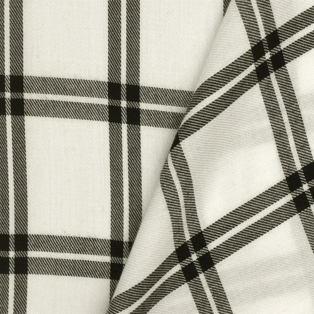 Black-Off-White Famous Designer Plaid Check Twill Shirting Fabric