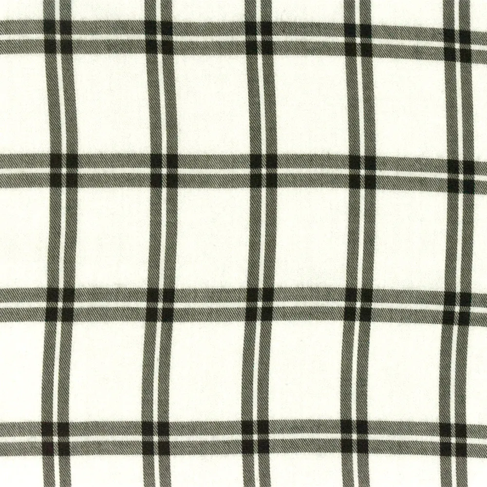 Black-Off-White Famous Designer Plaid Check Twill Shirting Fabric