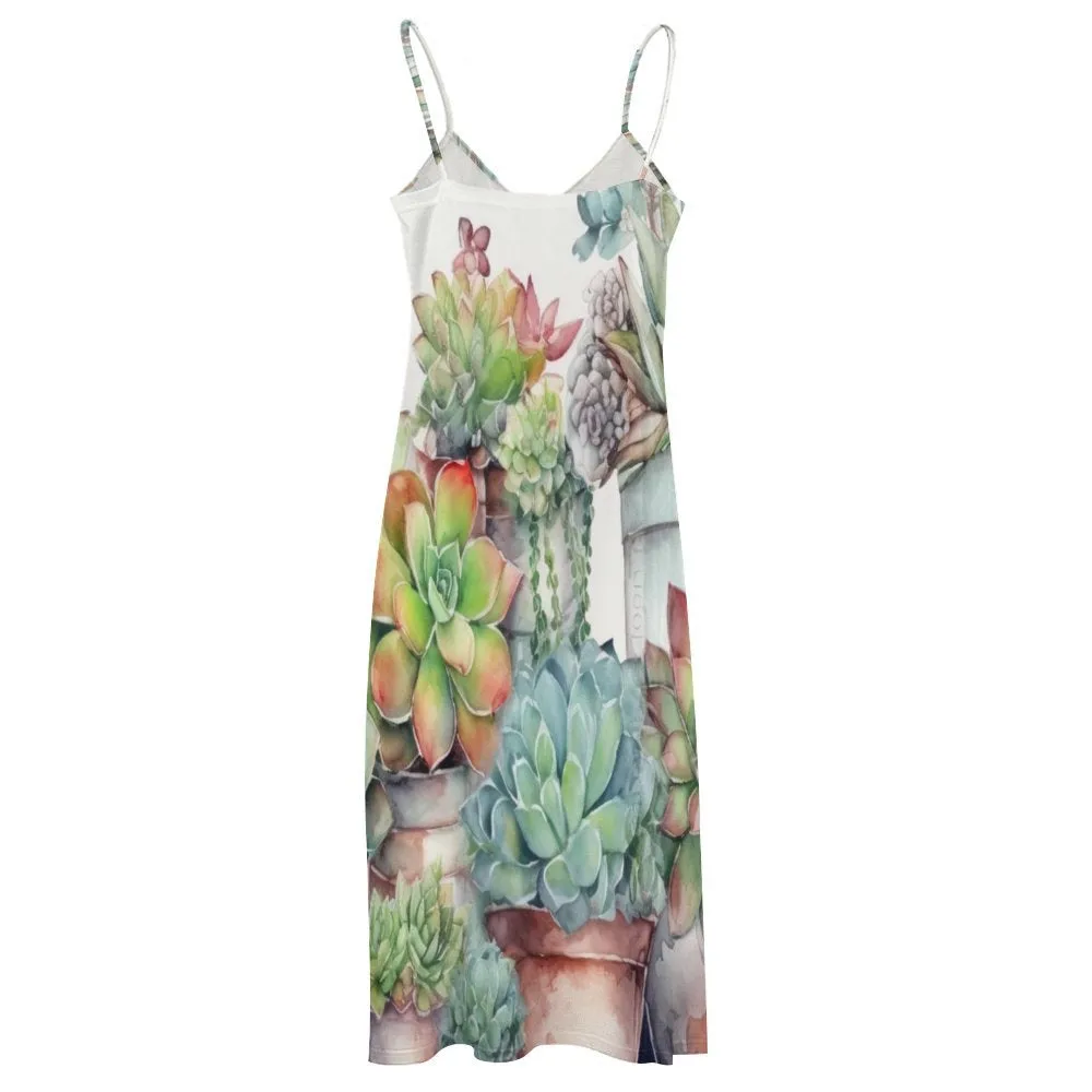 Cactus Garden Spaghetti Strap Ankle-Length Dress Long dress