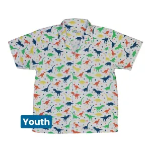 Colorful Dinosaur Silhouettes White Youth Hawaiian Shirt