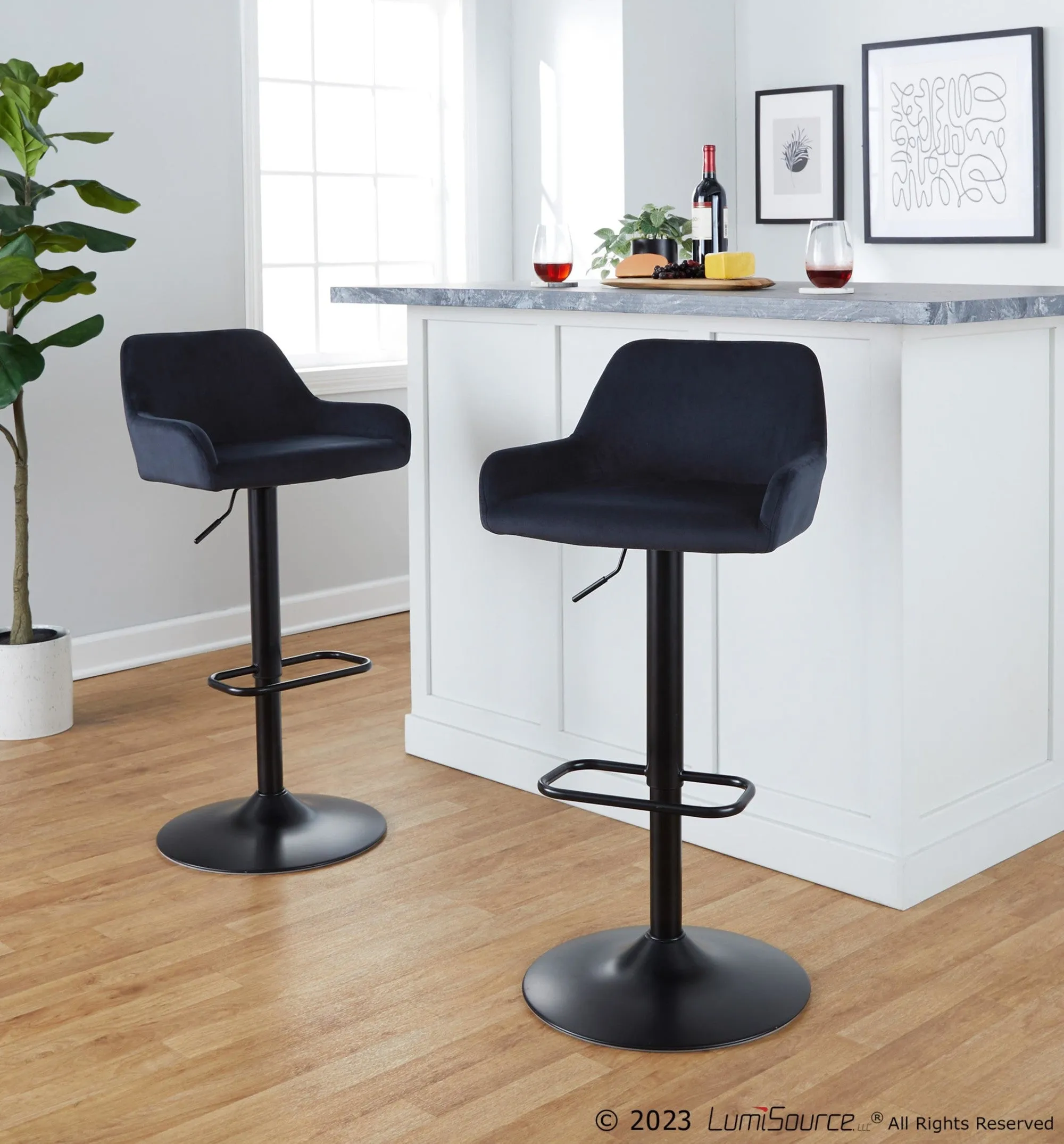 Daniella Adjustable Barstool - Set of 2 By LumiSource - BS-DNLAV-RR2 BKBK2