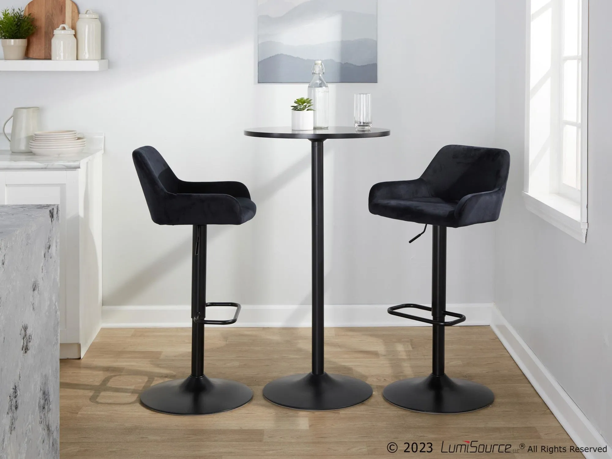 Daniella Adjustable Barstool - Set of 2 By LumiSource - BS-DNLAV-RR2 BKBK2