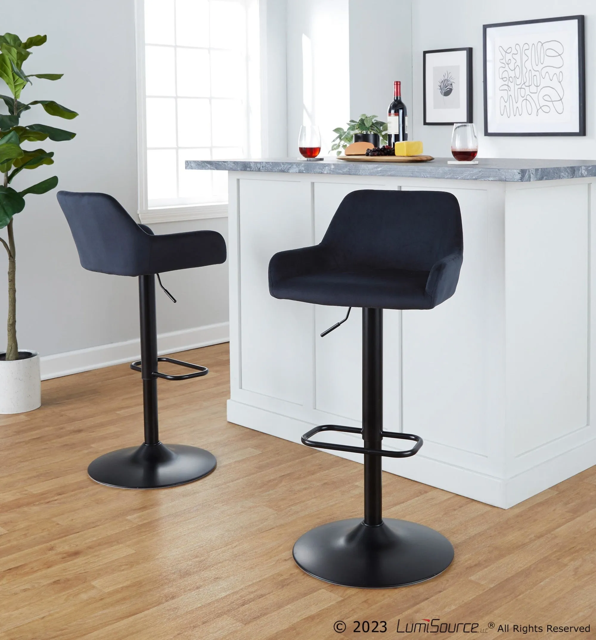 Daniella Adjustable Barstool - Set of 2 By LumiSource - BS-DNLAV-RR2 BKBK2