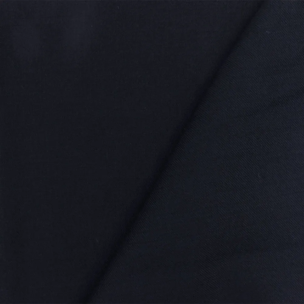 Dark Navy Blue Solid Wool-Poly Twill Woven Suiting Fabric