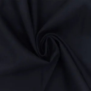 Dark Navy Blue Solid Wool-Poly Twill Woven Suiting Fabric