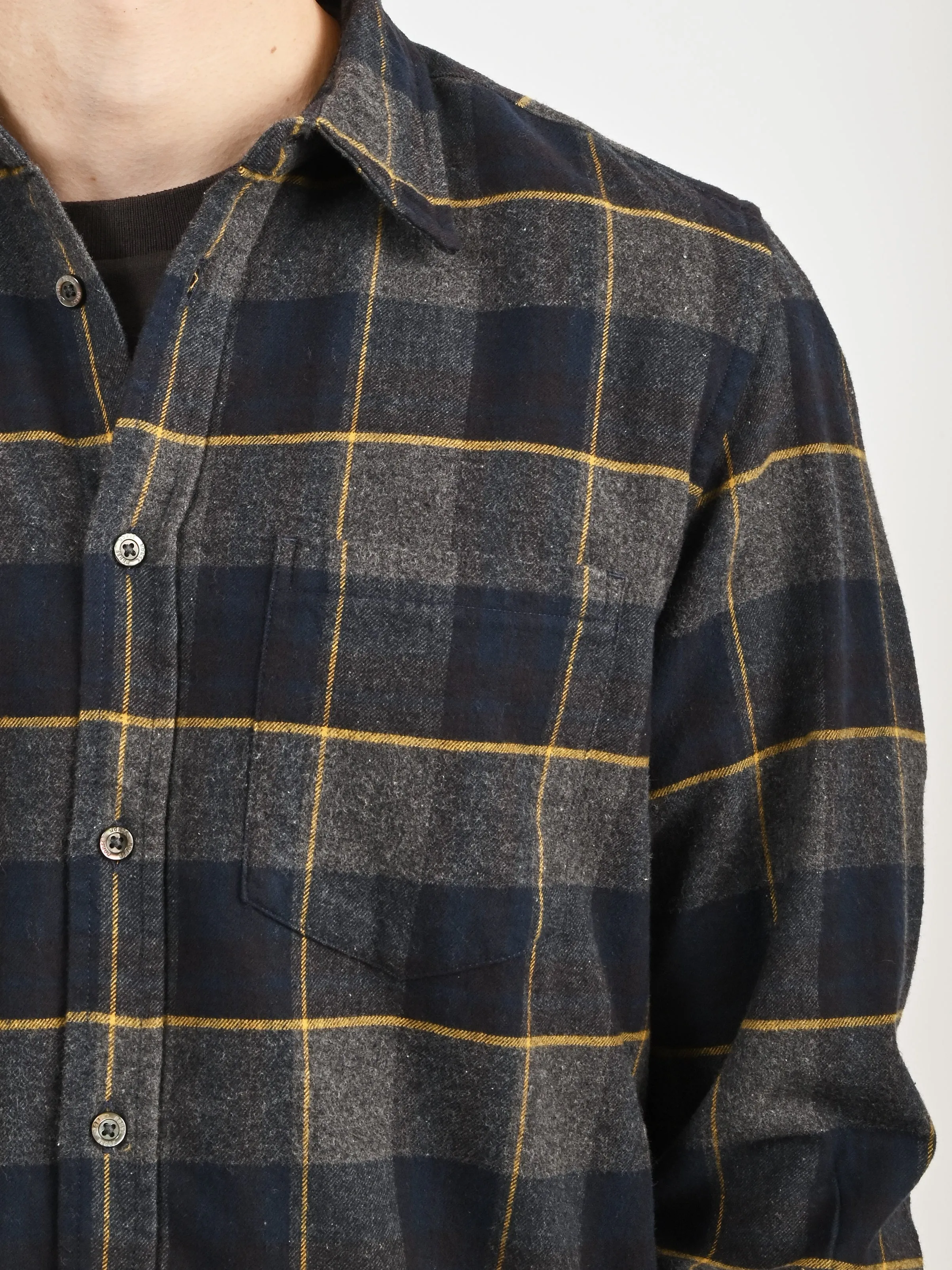 Dark Navy Osvald Organic Flannel Check Shirt