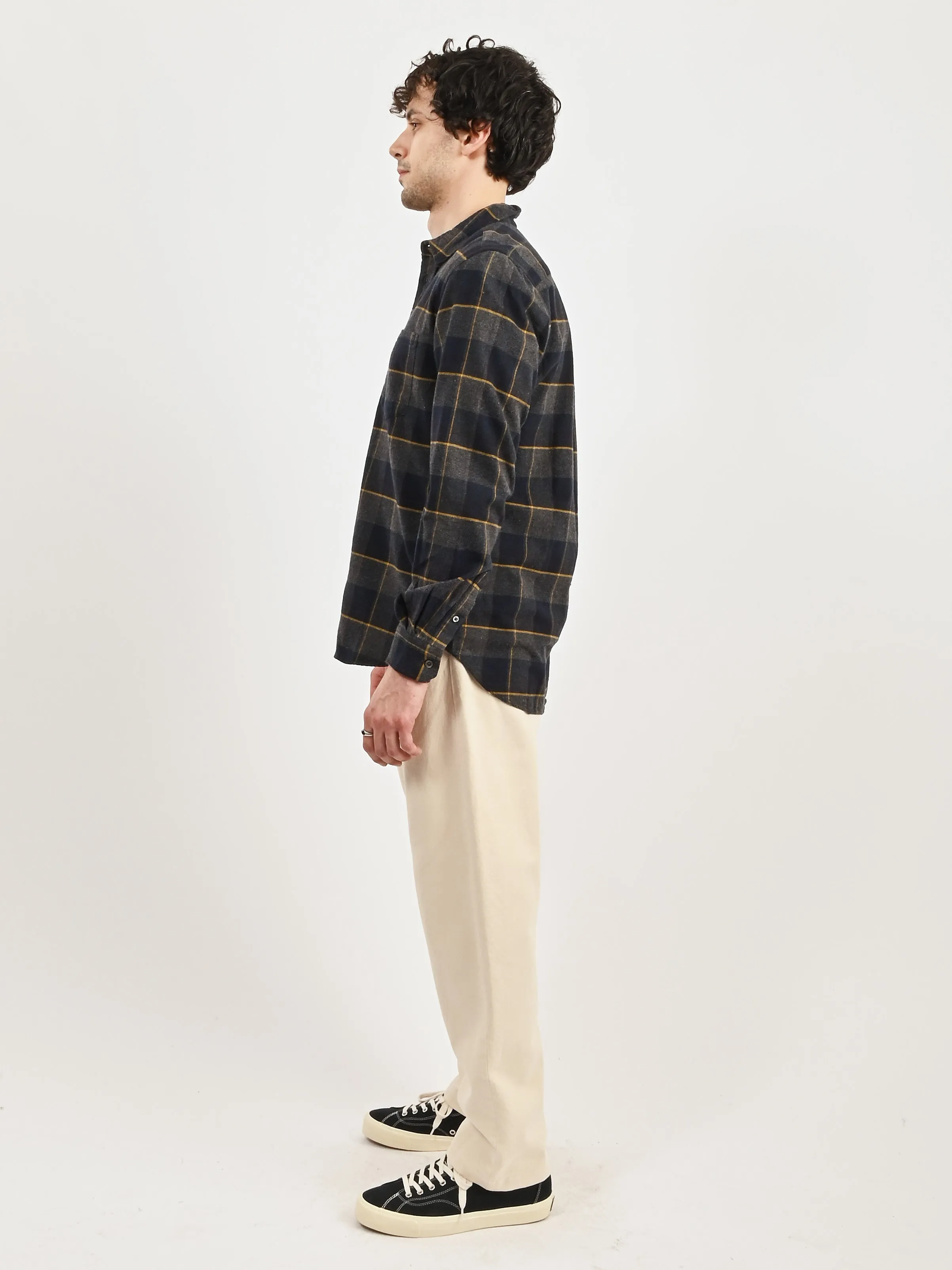 Dark Navy Osvald Organic Flannel Check Shirt