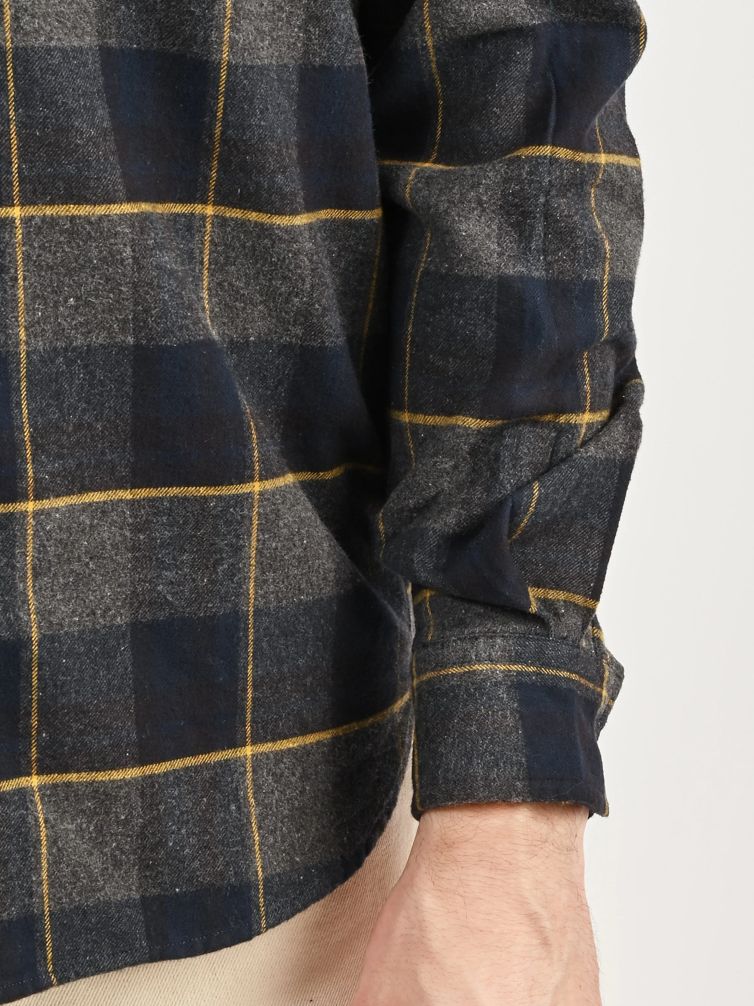 Dark Navy Osvald Organic Flannel Check Shirt