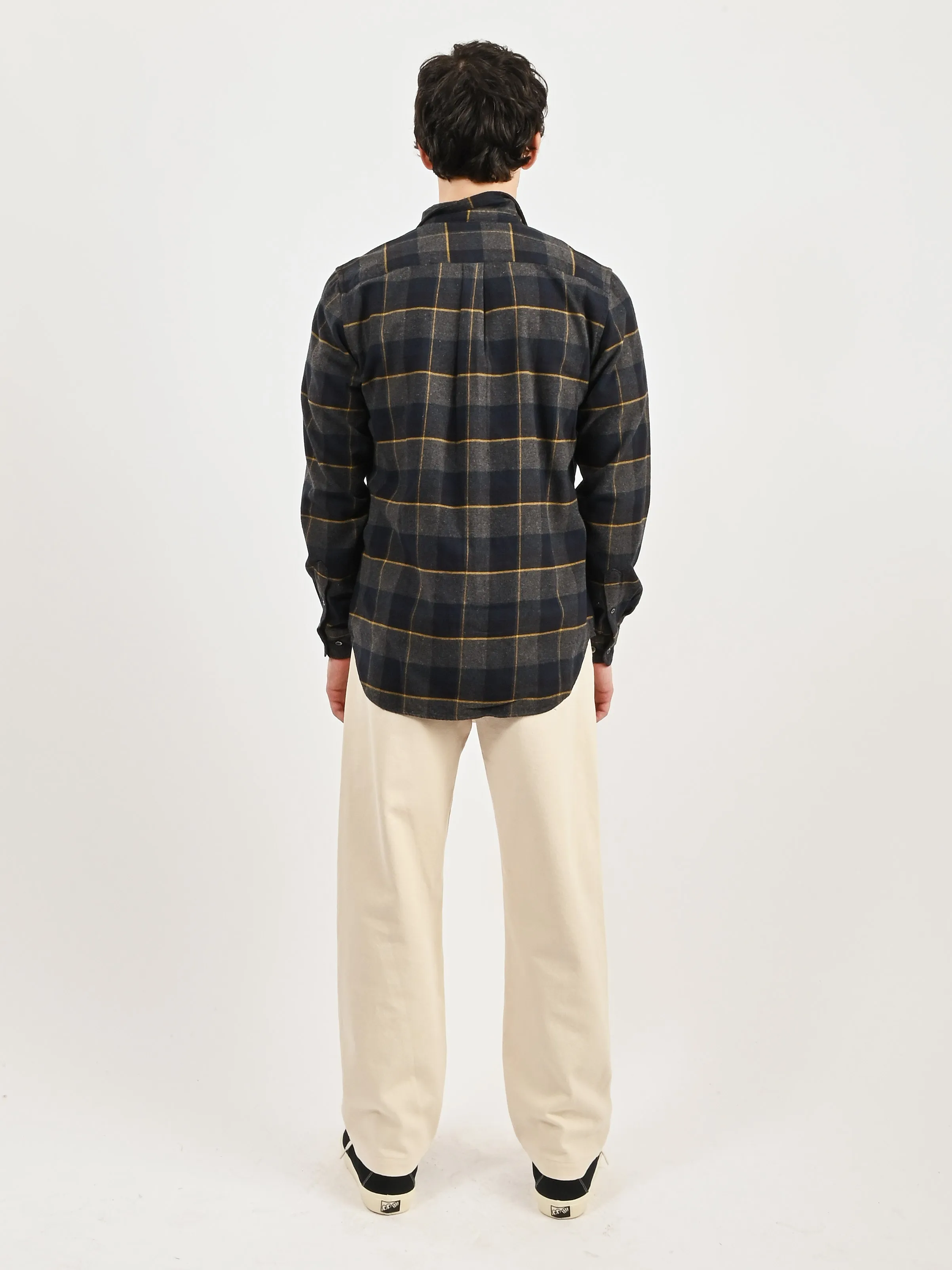 Dark Navy Osvald Organic Flannel Check Shirt