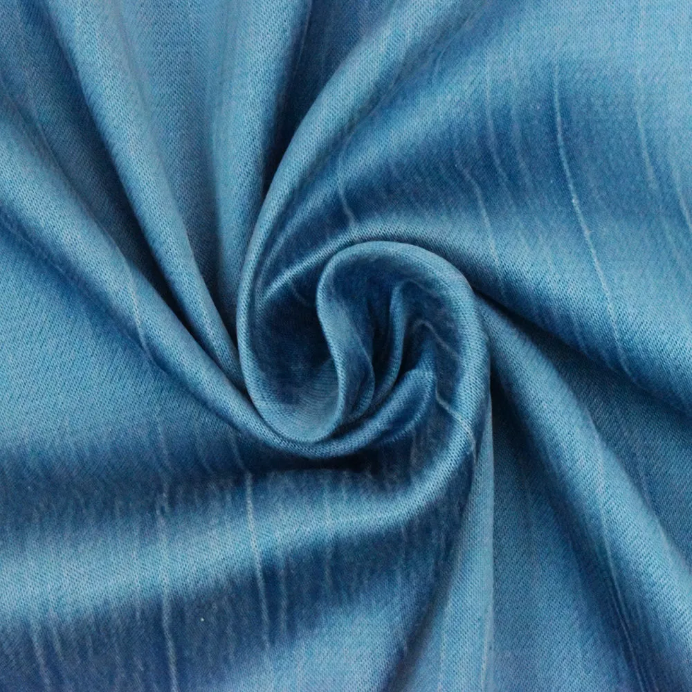 Diamond Blue Famous Designer Texture Rayon-Cotton Wash Liquid Twill Fabric