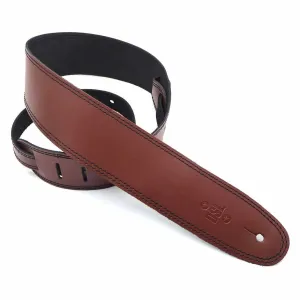 Dsl Sge Guitar Strap 2.5 Inch Wide Tan Leather With Black Stitch