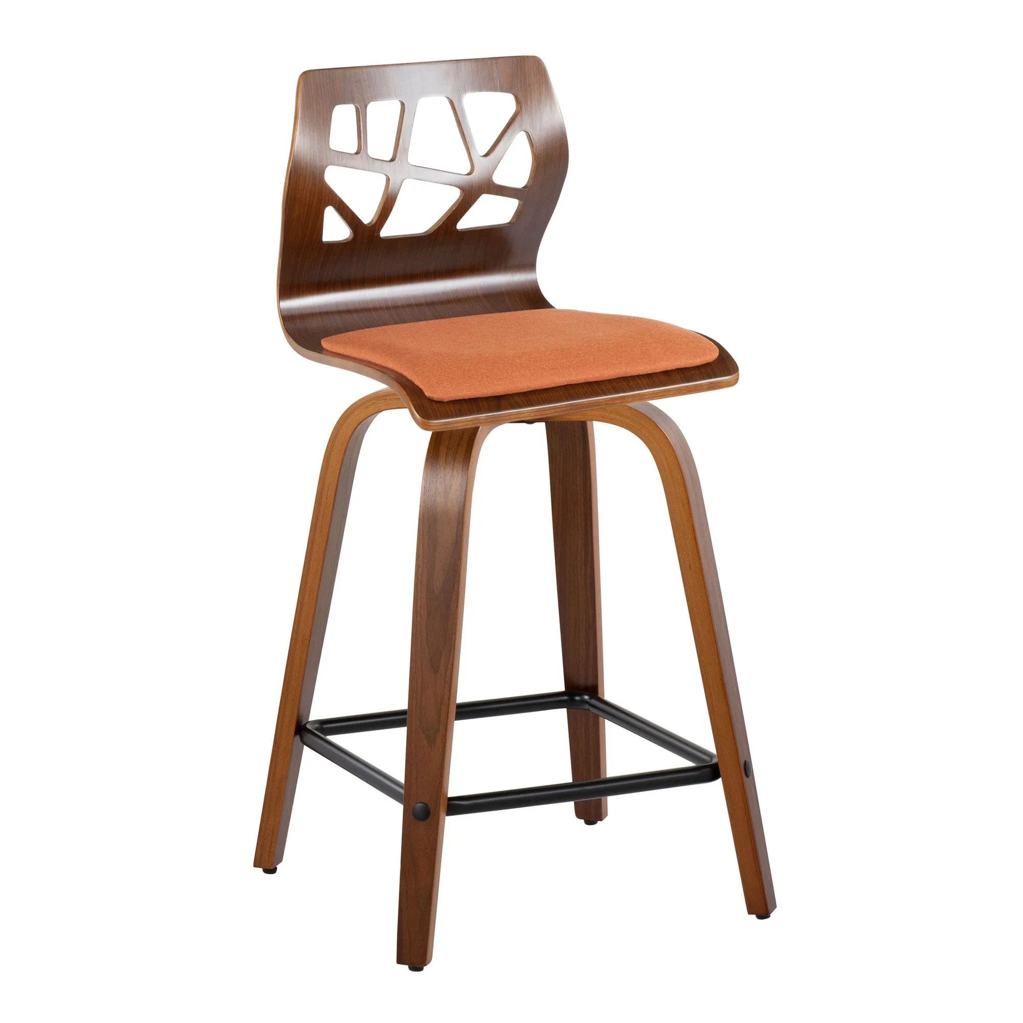 Folia 24" Fixed-Height Barstool - Set of 2 By LumiSource - B24-FOLIAFB-GRTZQ2 LGYLGYLGY2