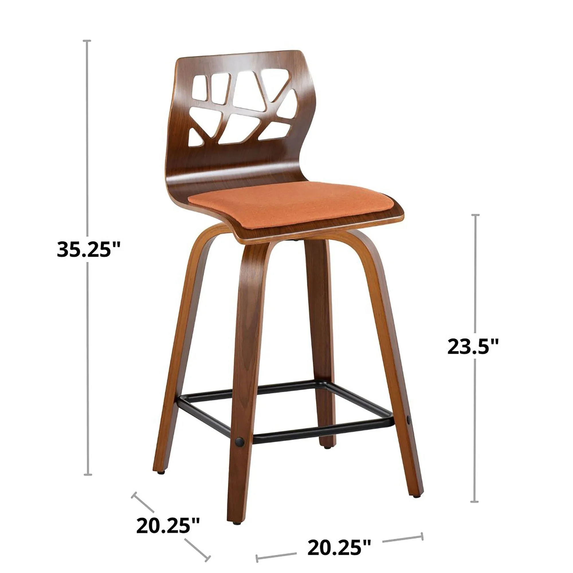 Folia 24" Fixed-Height Barstool - Set of 2 By LumiSource - B24-FOLIAFB-GRTZQ2 LGYLGYLGY2