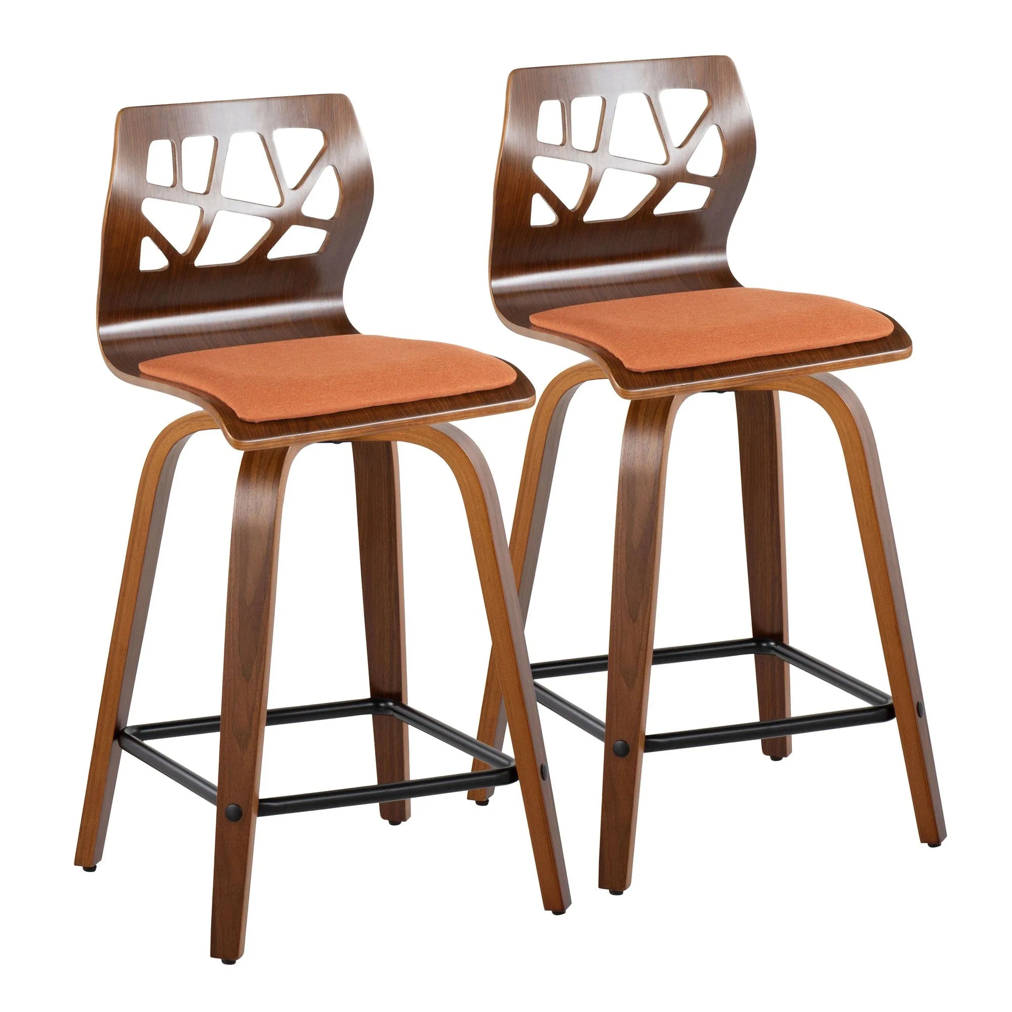 Folia 24" Fixed-Height Barstool - Set of 2 By LumiSource - B24-FOLIAFB-GRTZQ2 LGYLGYLGY2