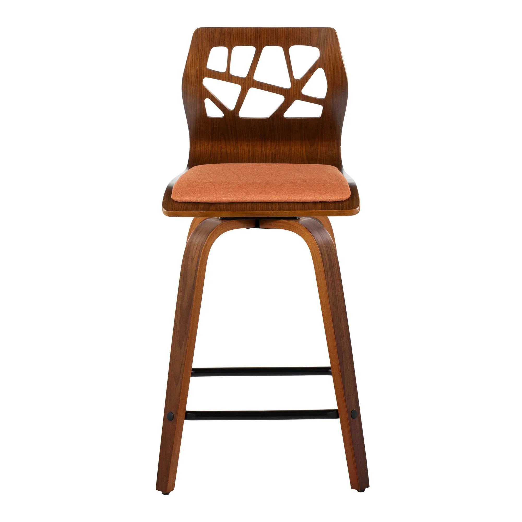 Folia 24" Fixed-Height Barstool - Set of 2 By LumiSource - B24-FOLIAFB-GRTZQ2 LGYLGYLGY2