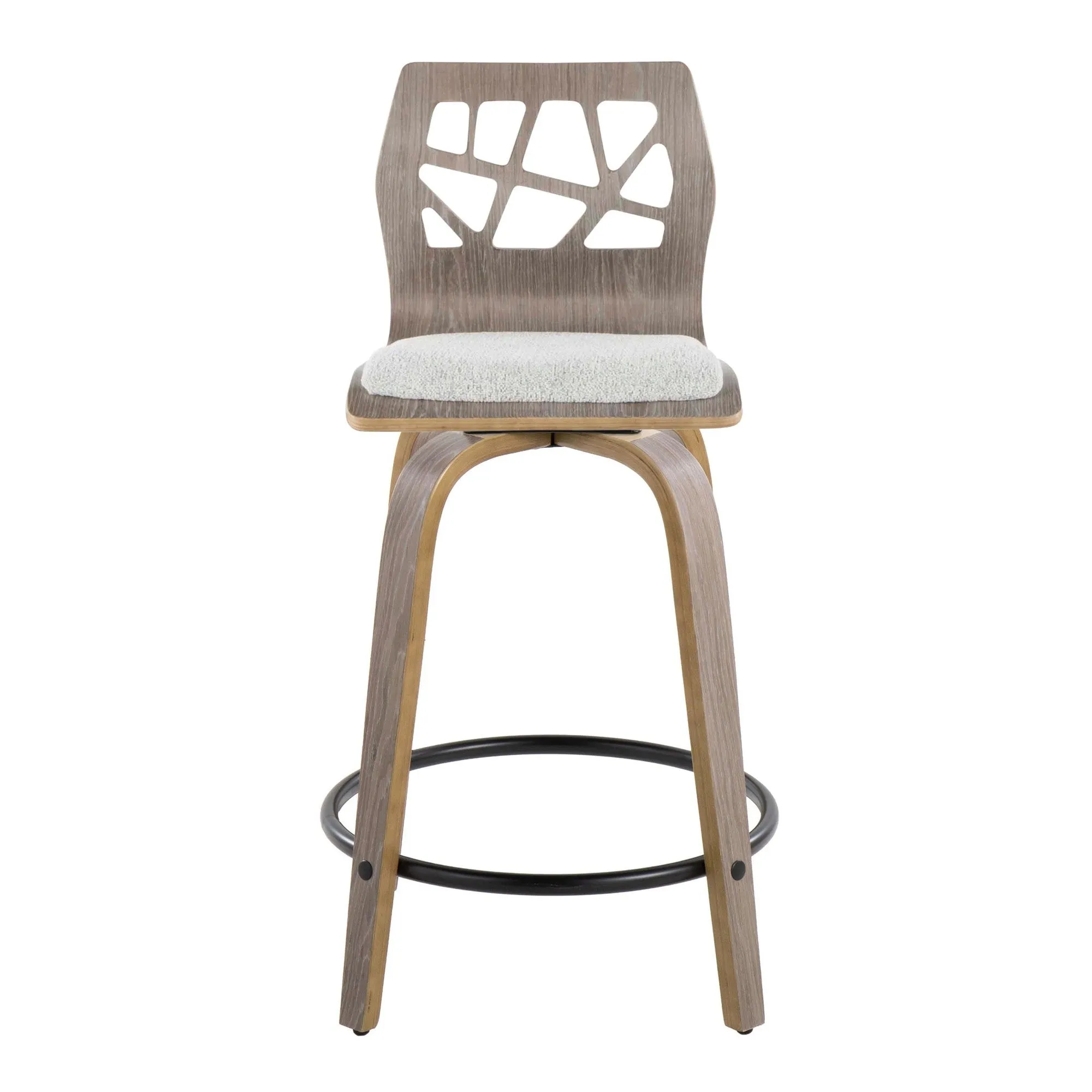 Folia 24" Fixed-Height Barstool - Set of 2 By LumiSource - B24-FOLIAFB-GRTZQ2 LGYLGYLGY2