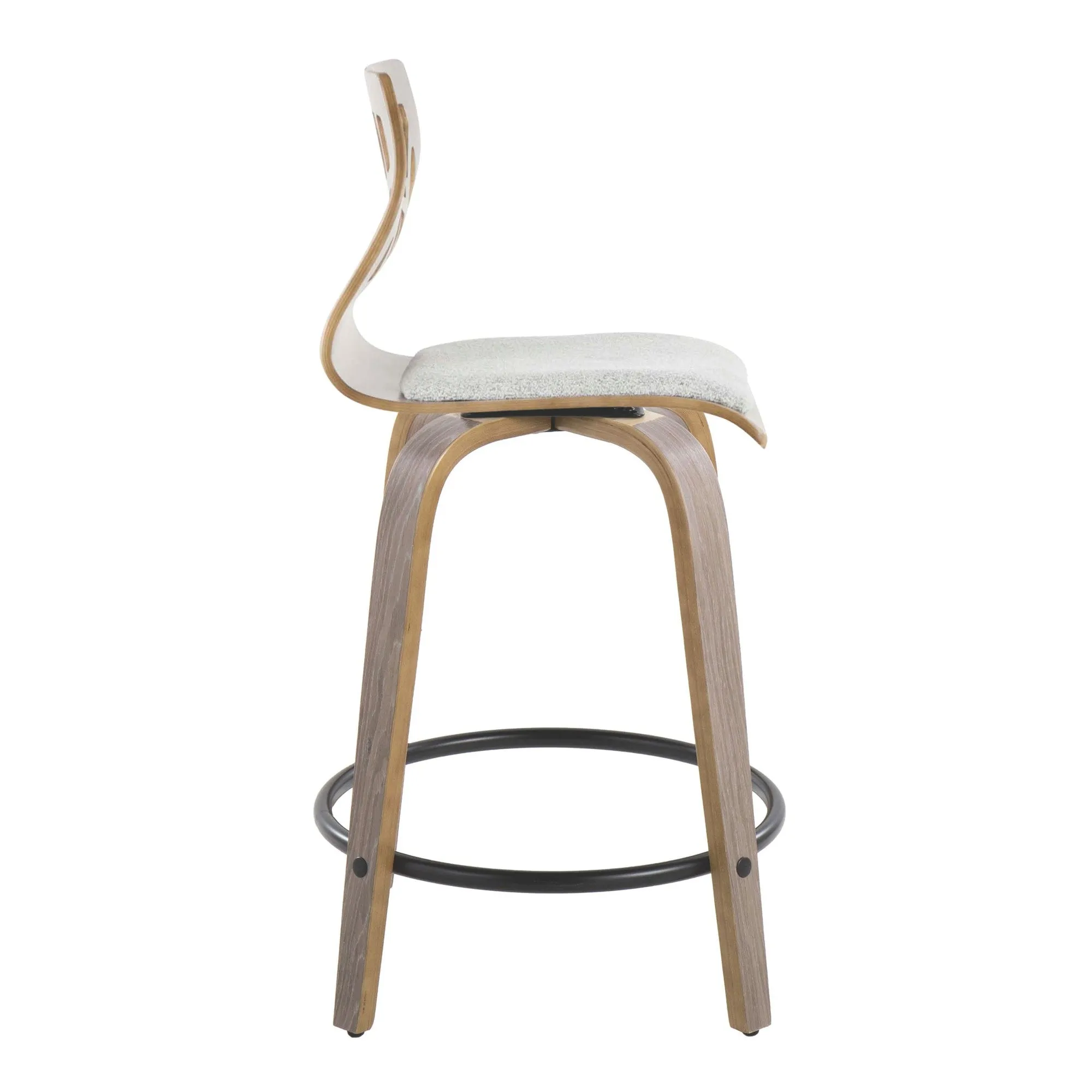 Folia 24" Fixed-Height Barstool - Set of 2 By LumiSource - B24-FOLIAFB-GRTZQ2 LGYLGYLGY2