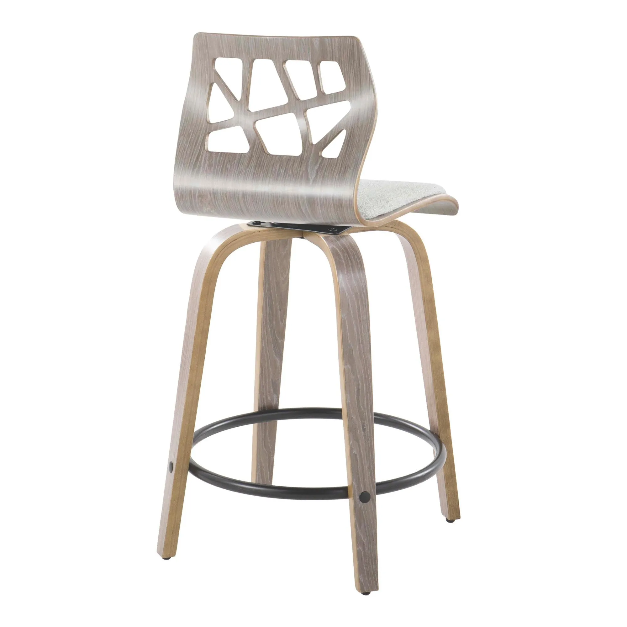 Folia 24" Fixed-Height Barstool - Set of 2 By LumiSource - B24-FOLIAFB-GRTZQ2 LGYLGYLGY2