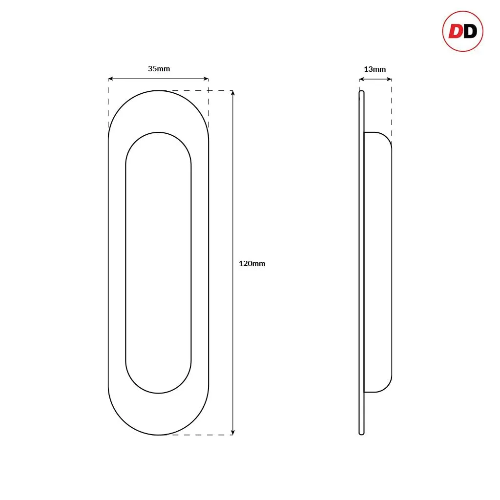 Four Pairs of Burbank 120mm Sliding Door Oval Flush Pulls - Polished Gold Finish