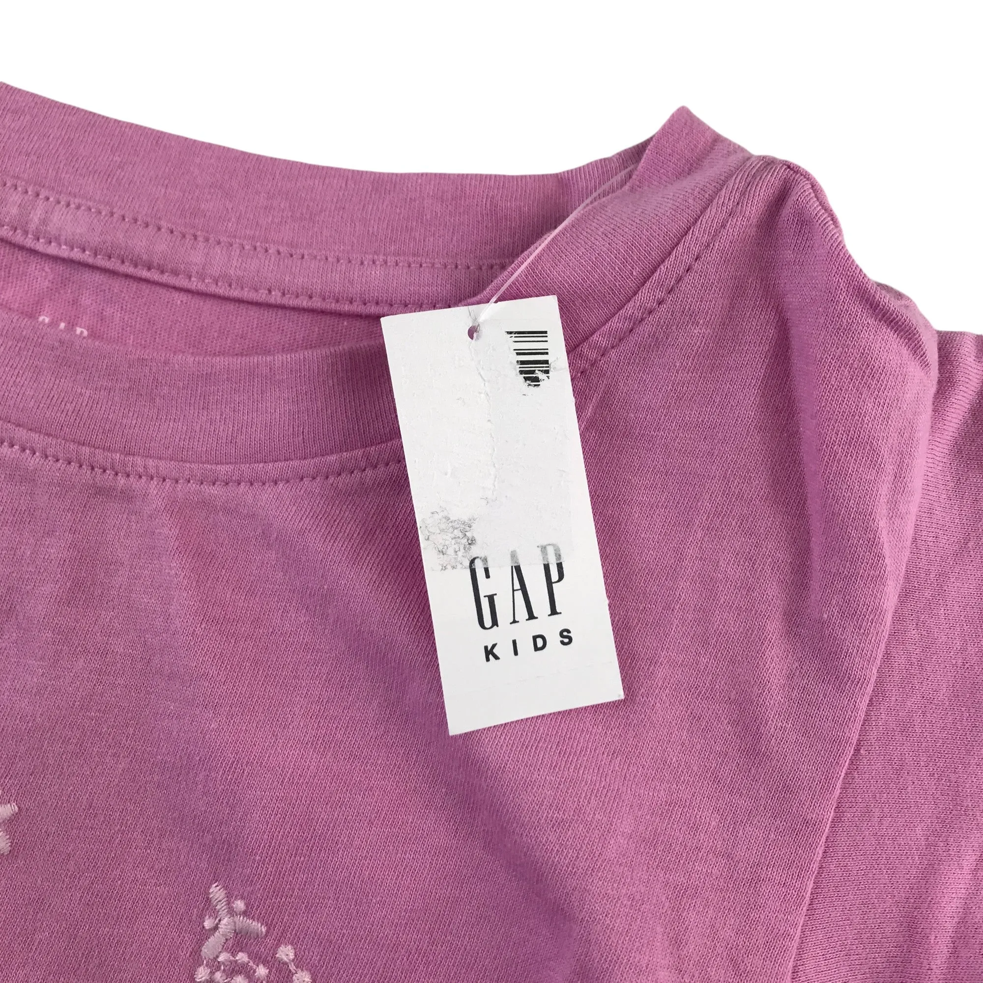 GAP t-shirt 11-12 years pink butterfly sleeve embroidered cotton