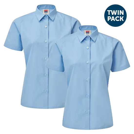 Girls Short Sleeve School Shirts 2 Pack