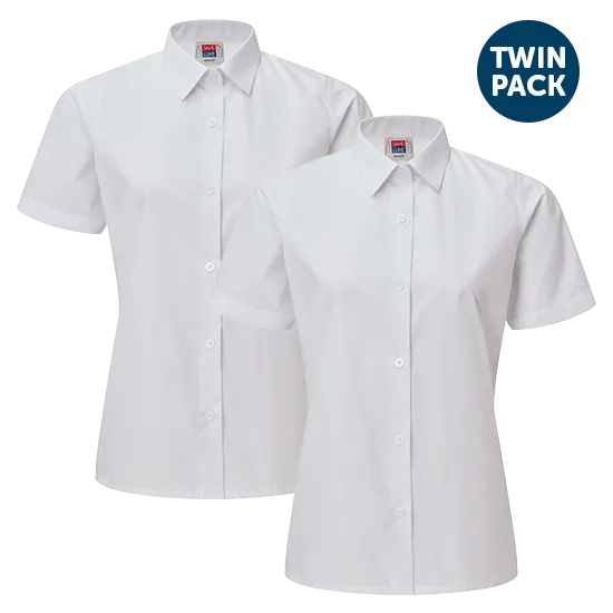 Girls Short Sleeve School Shirts 2 Pack