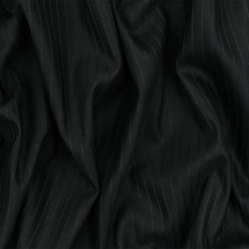 Glory Black Stripe Poly-Wool Woven Suiting Fabric