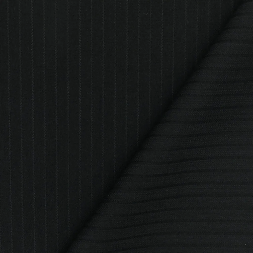 Glory Black Stripe Poly-Wool Woven Suiting Fabric