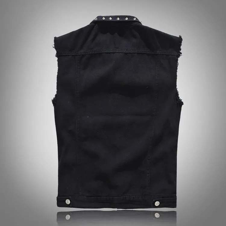 Gothic Mens Rivet Vest / Vintage Black Jeans Sleeveless Jackets / Waistcoats alternative clothing