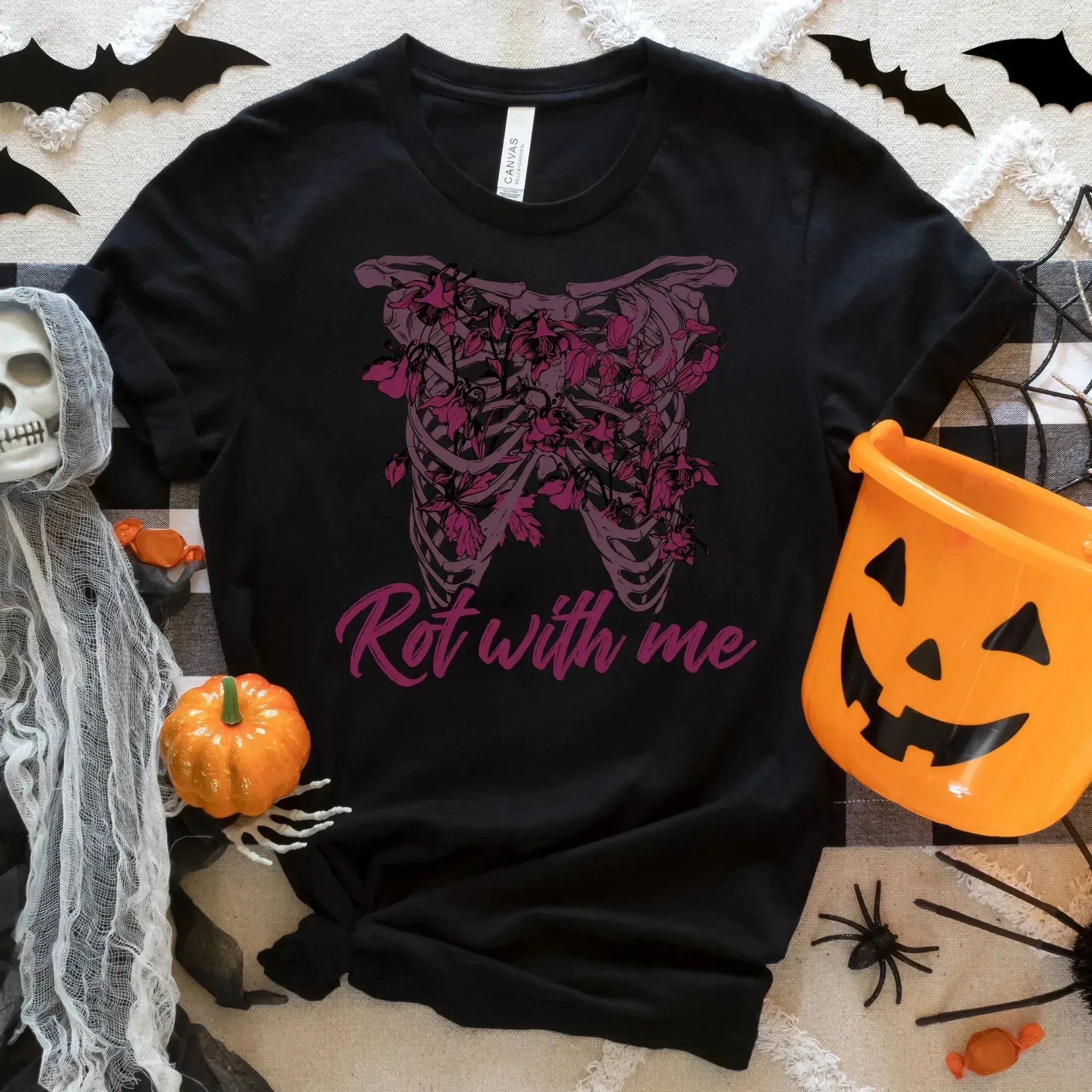 Gothic Shirt, Halloween Sweatshirt, Witchy Vibes, Bats & Dead Roses Shirt, Moon Shirt, Magical Witch Shirt, Goth Style, Rot with Me, EMO Tee