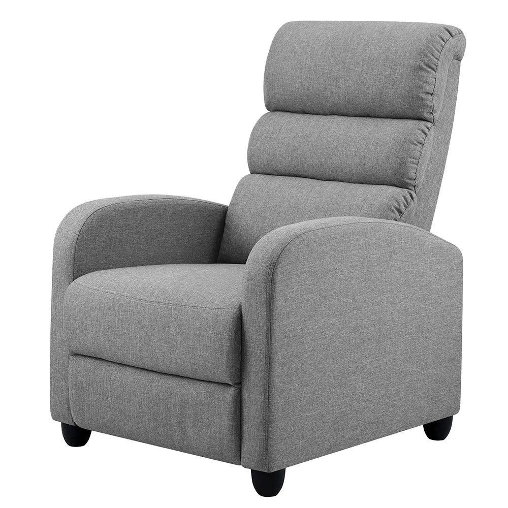 Grey Recliner Armchair, Faux Linen Fabric, 135° Tilt - Artiss