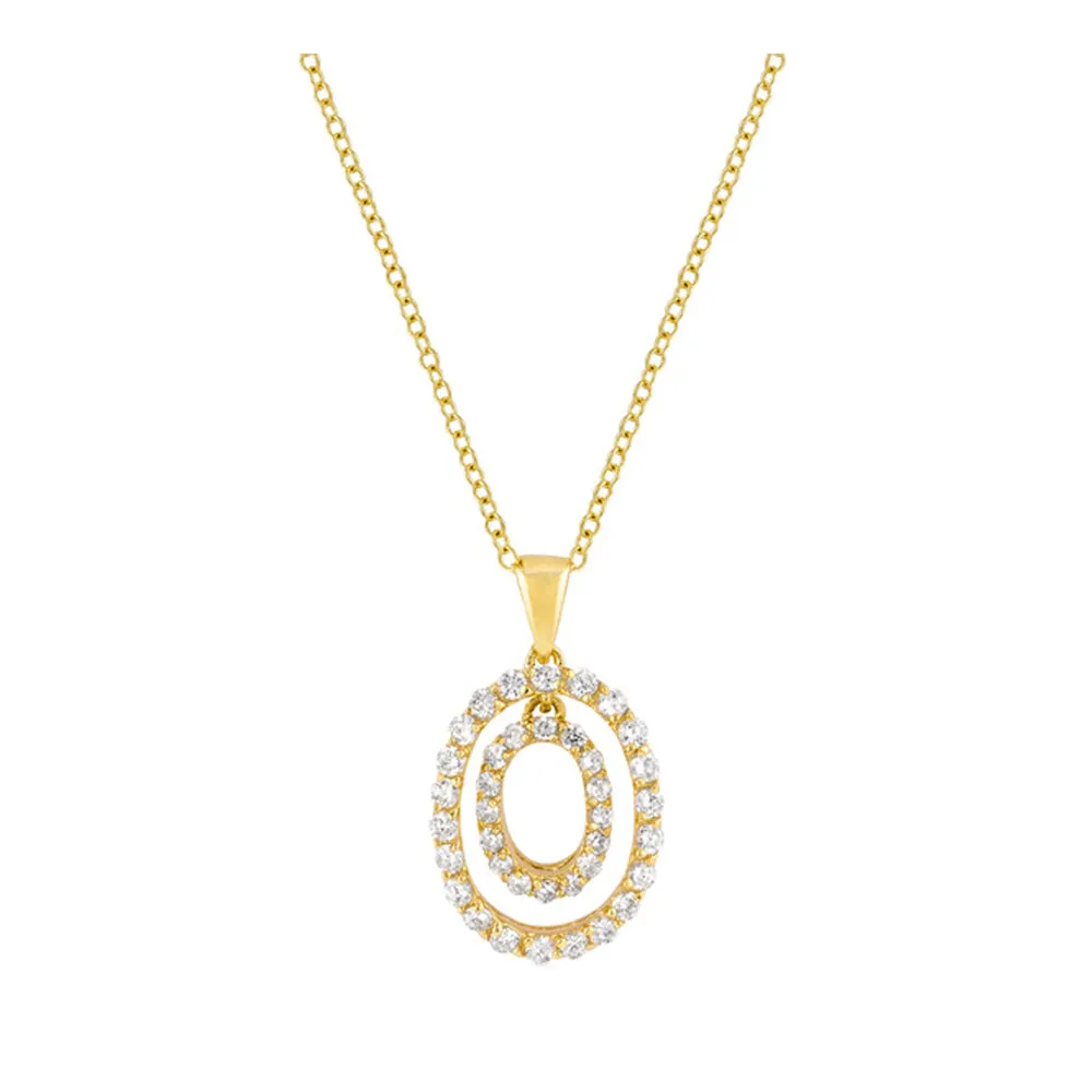 J Goodin Cubic Zirconia Classic Fashion Style Golden Oval CZ Pendant For Women