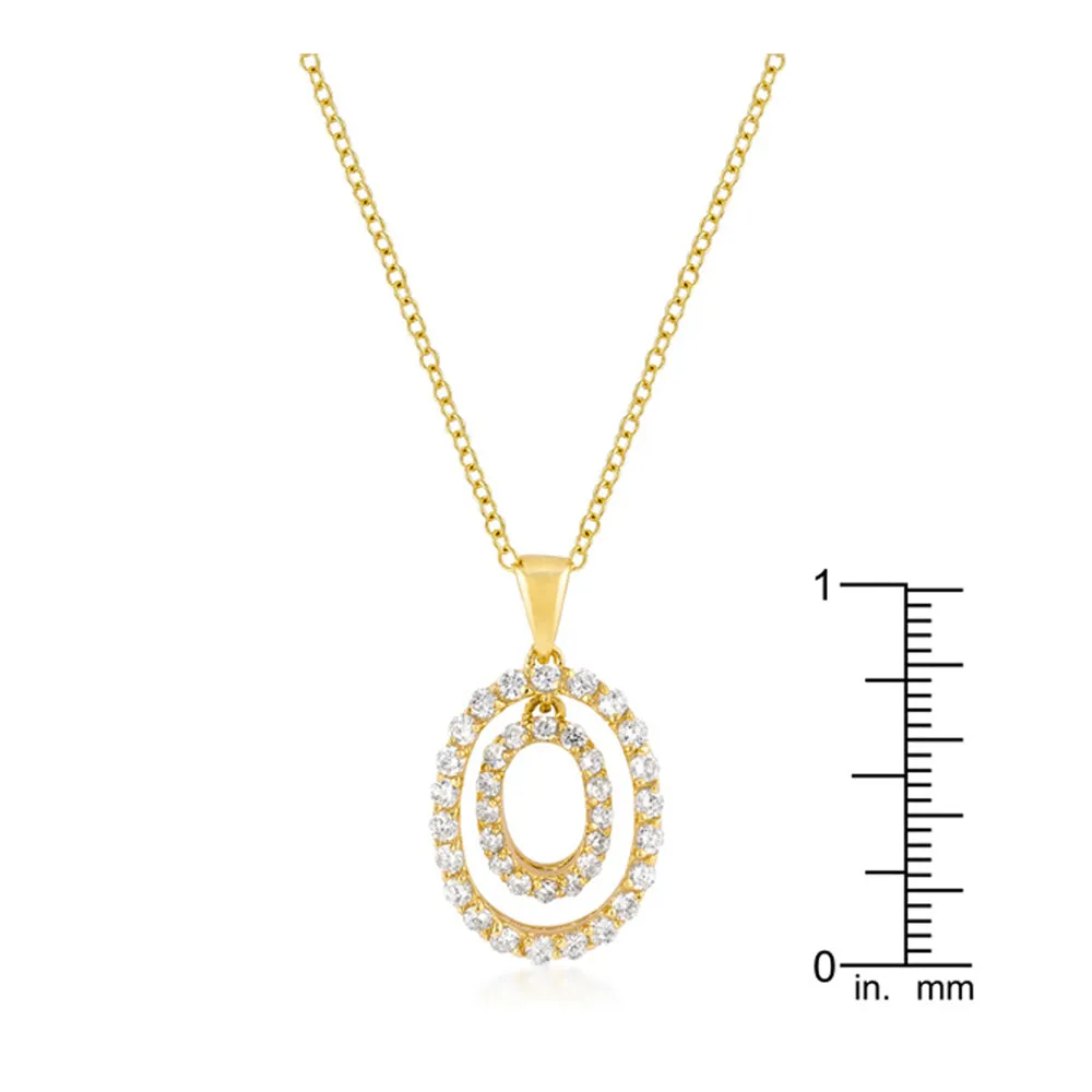 J Goodin Cubic Zirconia Classic Fashion Style Golden Oval CZ Pendant For Women