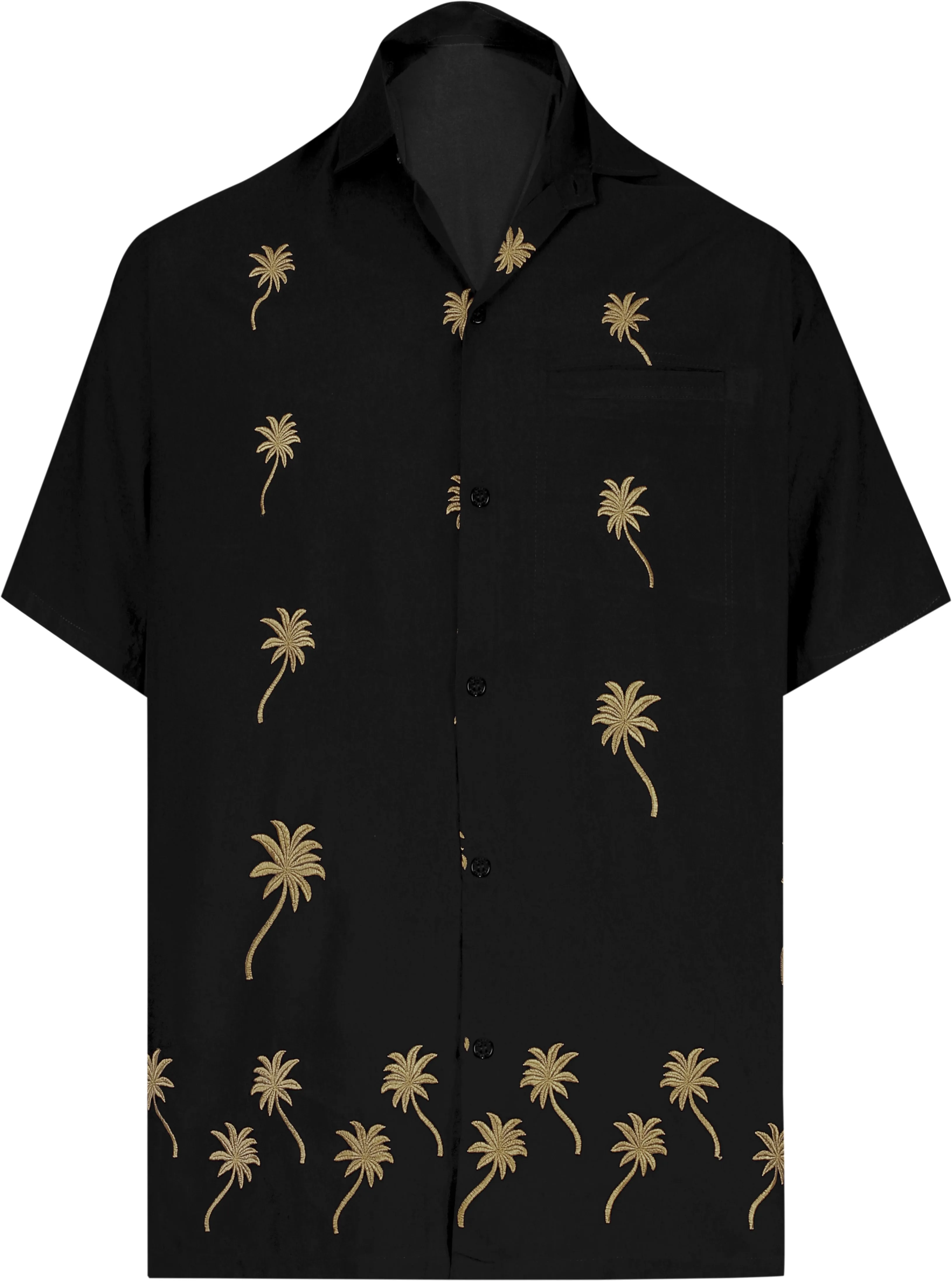 LA LEELA Men's Beach Hawaiian casual Aloha Button Down Short Sleeve shirt Halloween Black_W840