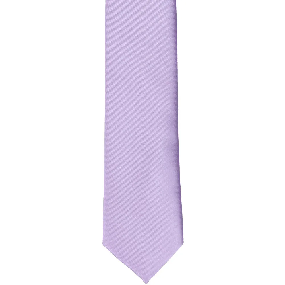 Lavender Skinny Solid Color Necktie, 2" Width