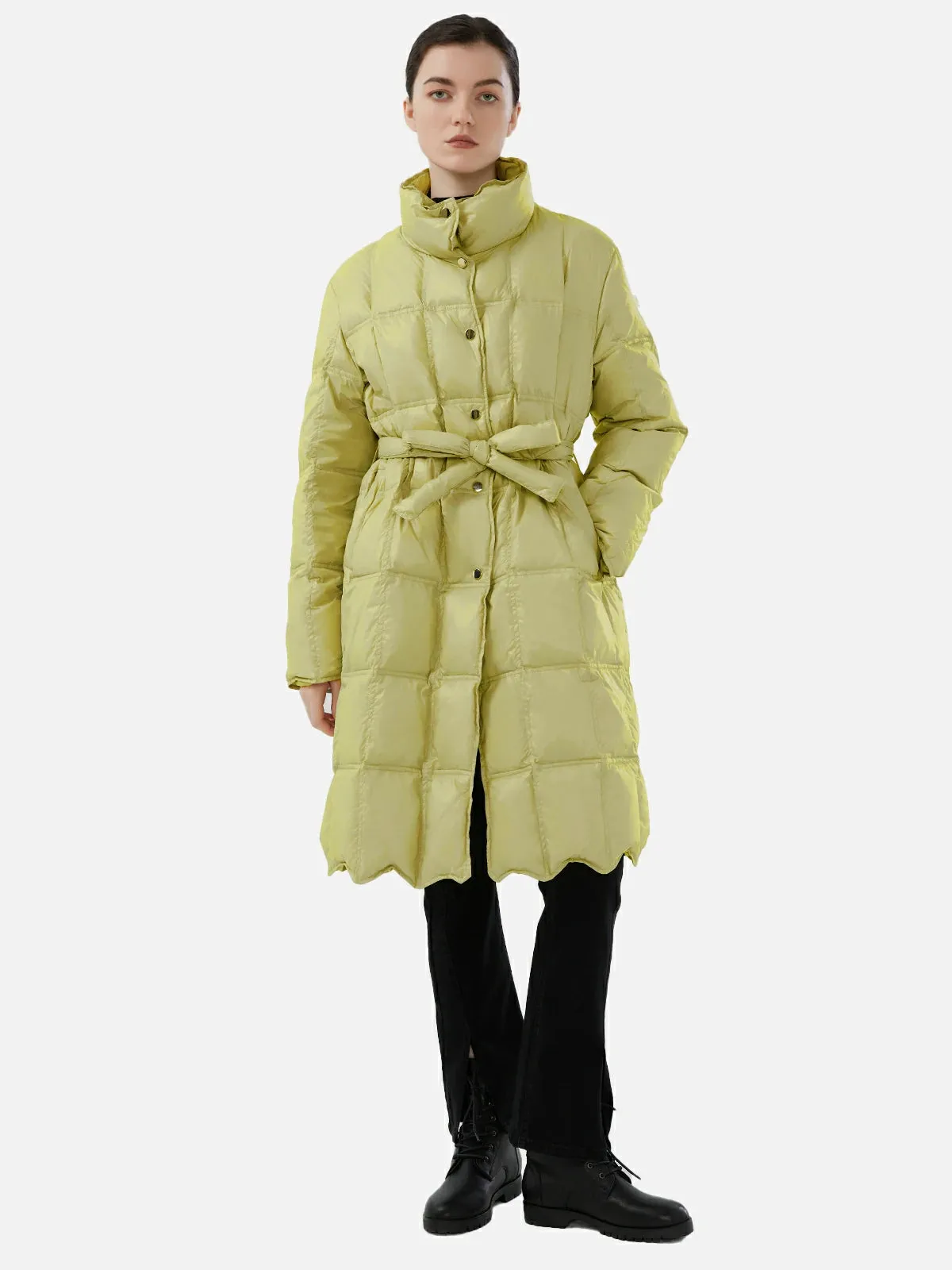 Lightweight Goose Down Coat With Belt