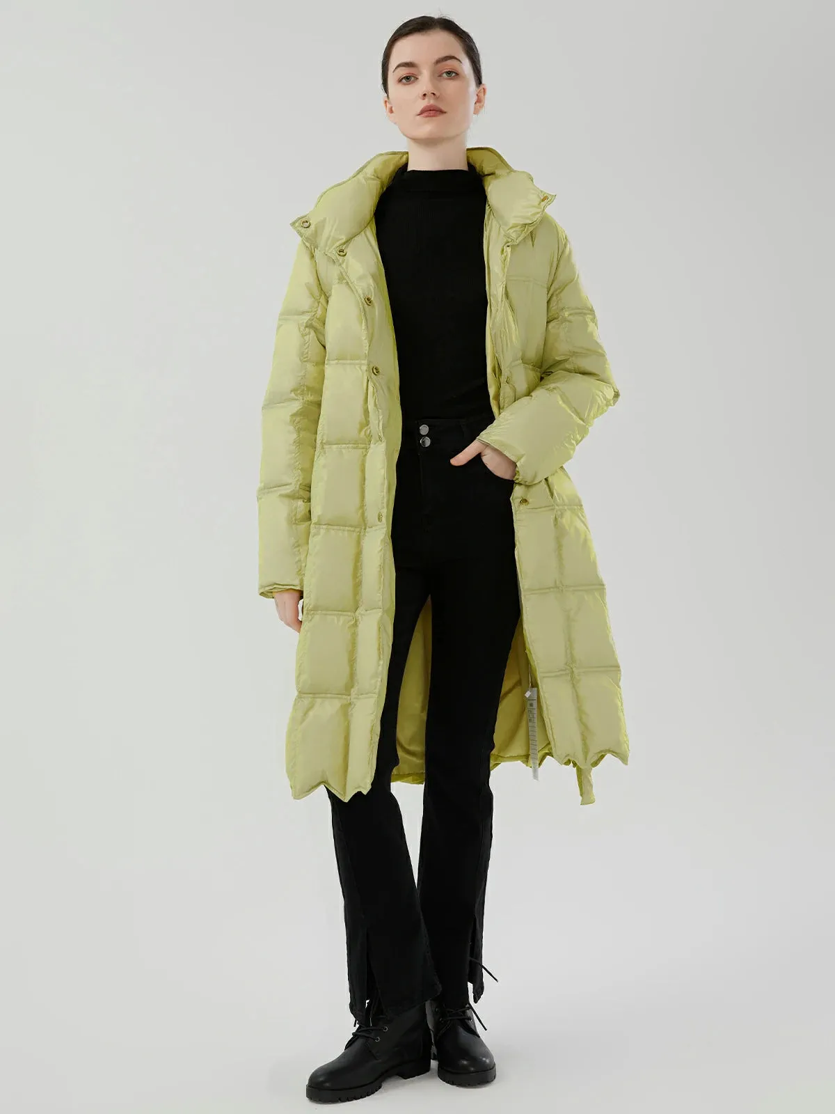 Lightweight Goose Down Coat With Belt