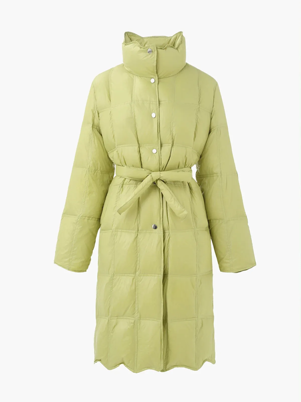 Lightweight Goose Down Coat With Belt